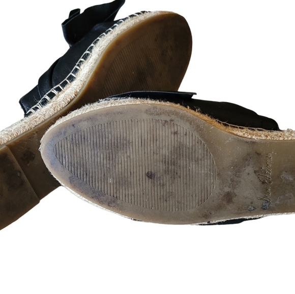 Sam Edelman Black Leather Flat Espadrilles Size 7 - Picture 4 of 8
